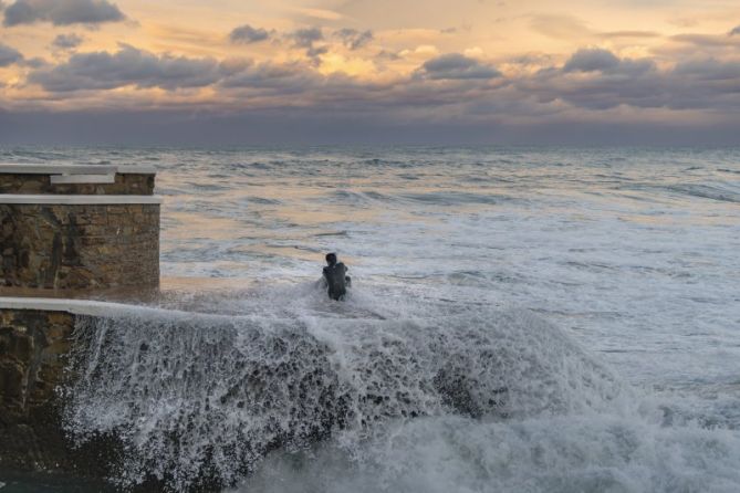 Sujeto al noray: foto en Zarautz Sujeto al noray: foto en Zarautz