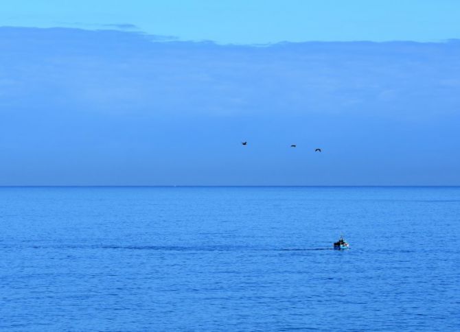 Azul , el mar azul: foto en Hondarribia