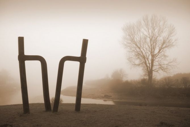 Niebla en el bidegorri: foto en Irun