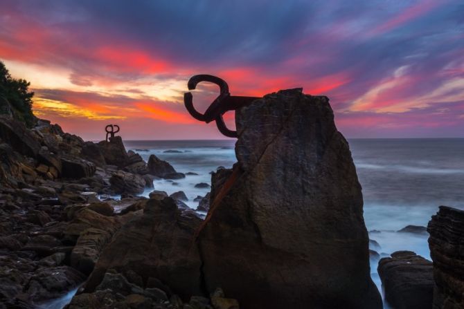 Peine del Viento al atardecer: foto en Donostia-San Sebastián