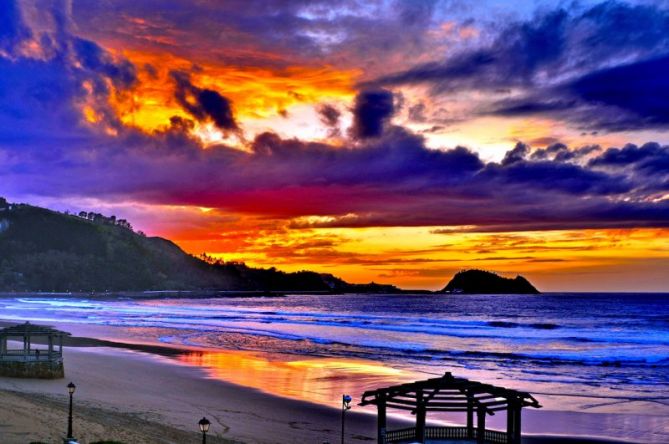 Atardecer en la playa de Zarautz : foto en Zarautz