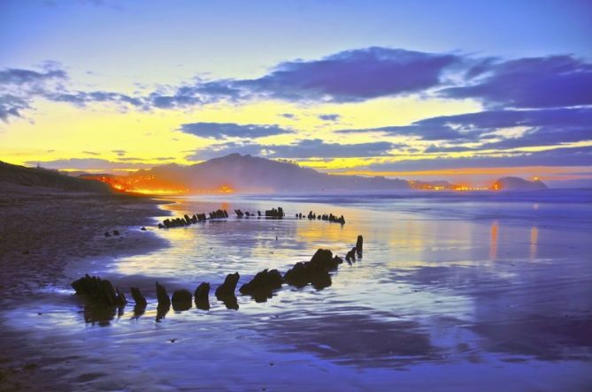 Atardecer en la playa de Zarautz : foto en Zarautz