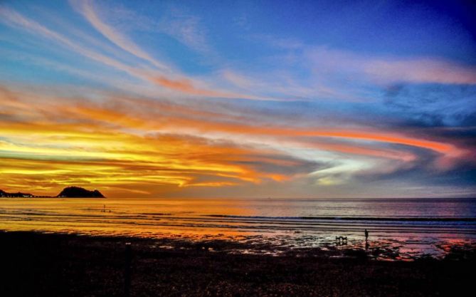 Atardecer en la playa de Zarautz : foto en Zarautz