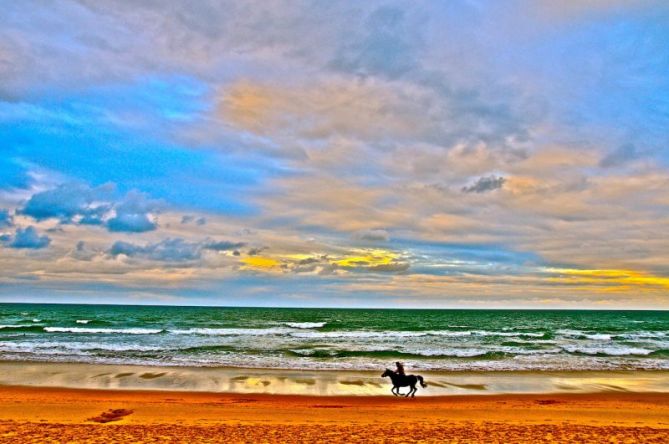 Galopando en la playa : foto en Zarautz