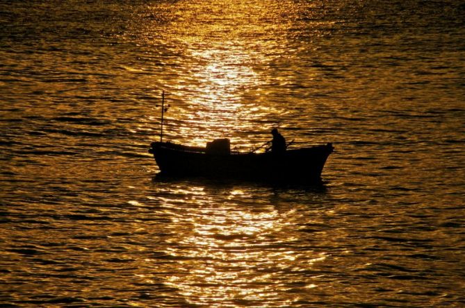 Pescando txipirones : foto en Zarautz