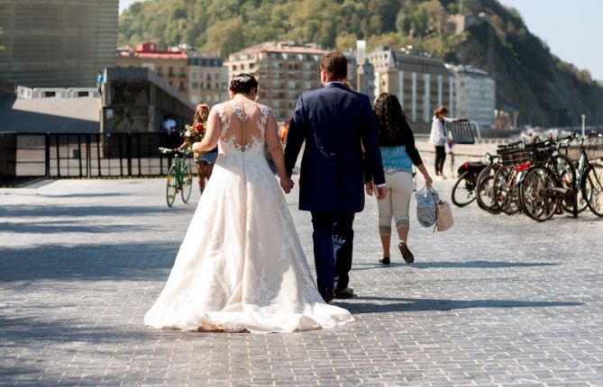 Vivan los novios: foto en Donostia-San Sebastián