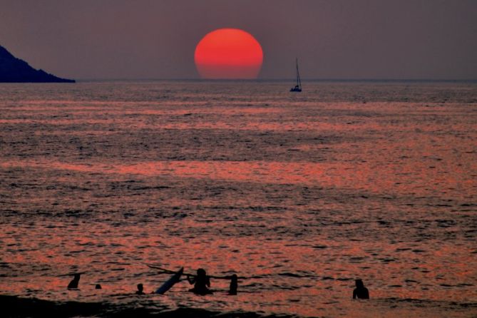 anochecer en la playa de Zarautz-2: foto en Zarautz