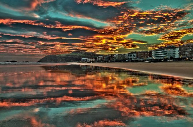 Reflejos al atardecer : foto en Zarautz