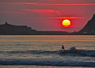Anochecer en la playa de Zarautz 
