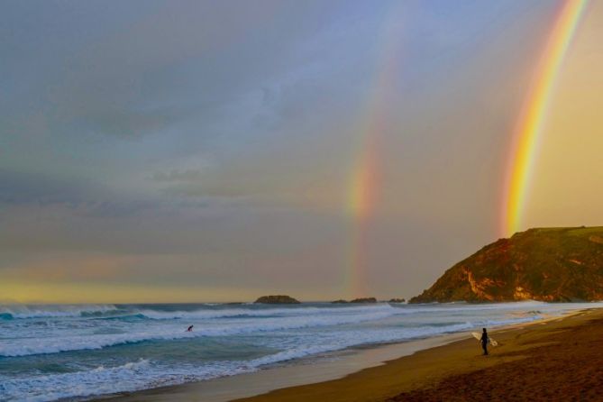 Arco iris en la playa de Zarautz : foto en Zarautz