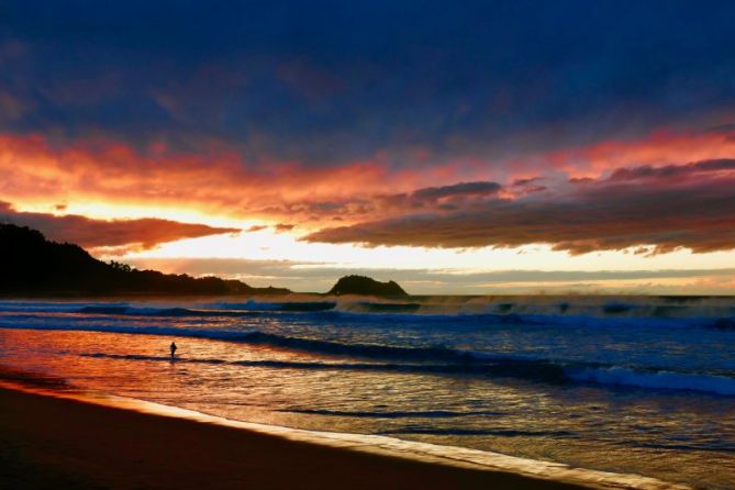 Atardecer conmucho viento : foto en Zarautz