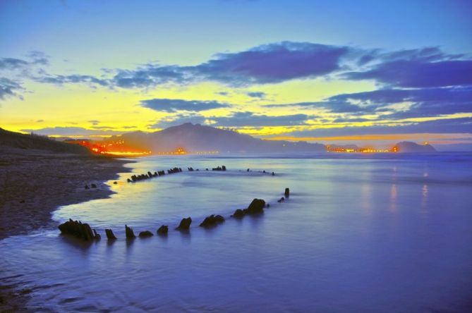 Ilunabarra Zarautzko hondartzan : foto en Zarautz