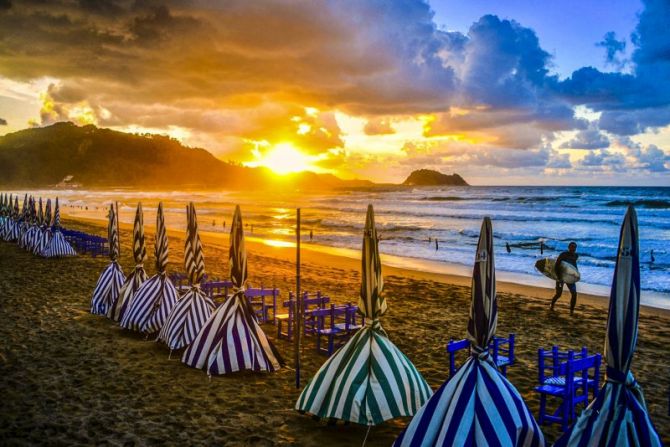 Puesta de Sol en la playa de Zarautz : foto en Zarautz