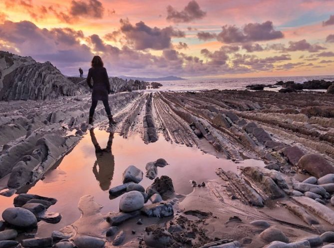 Puesta de sol en Zumaia: foto en Zumaia