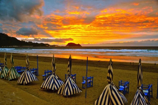 Atardecer en la playa de Zarautz -3: foto en Zarautz