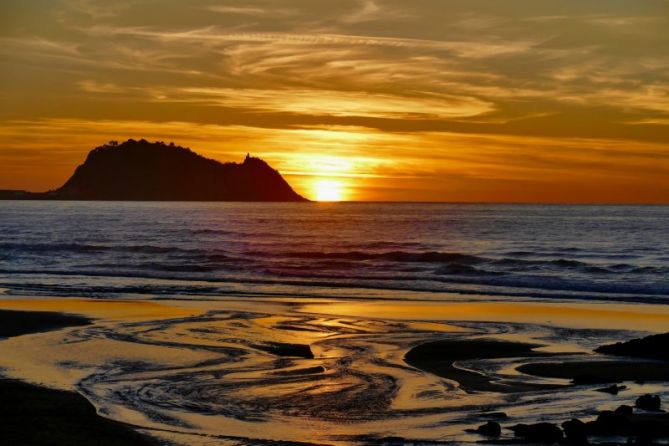 Puesta de Sol en la playa de Zarautz : foto en Zarautz