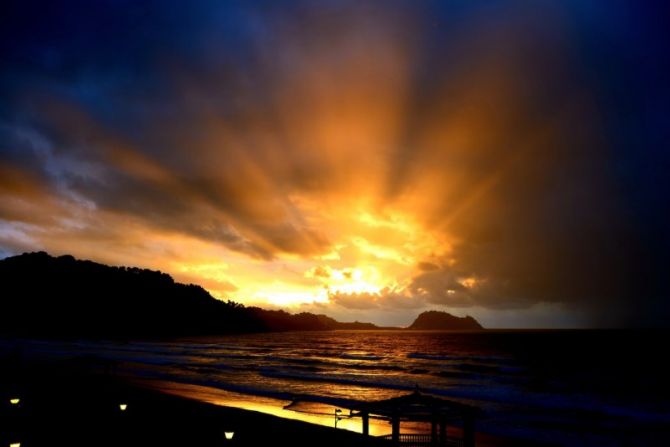 Anochecer en la playa de Zarautz : foto en Zarautz