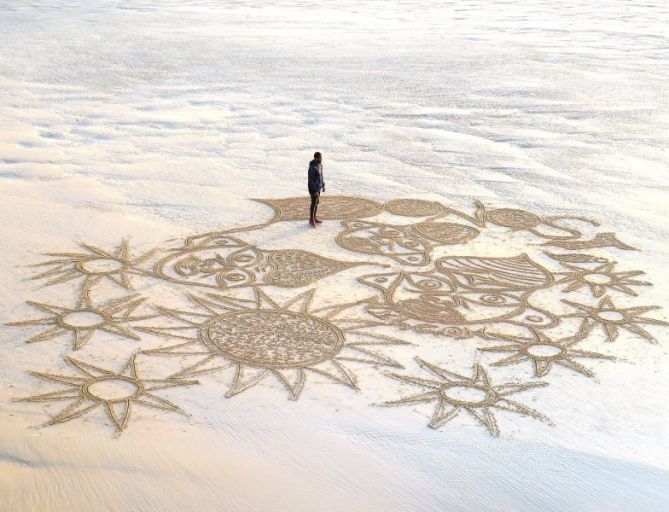 Arte en la arena: foto en Donostia-San Sebastián