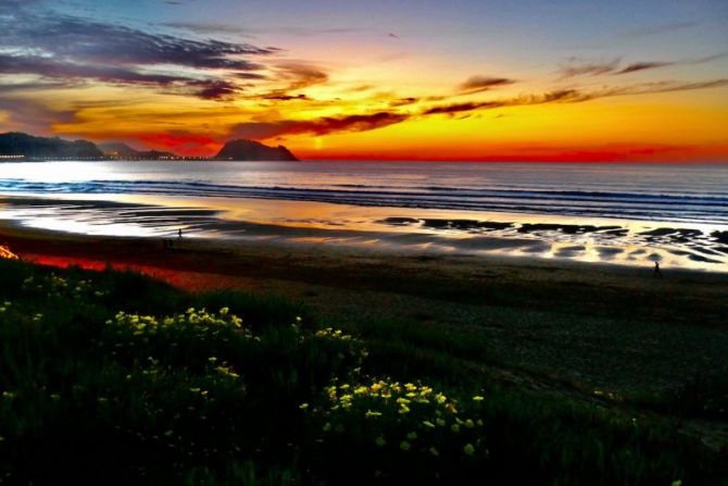 Atardecer en Iñurritza : foto en Zarautz