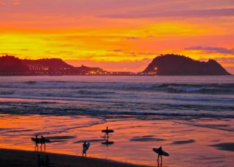 Atardecer en la playa de Zarautz 