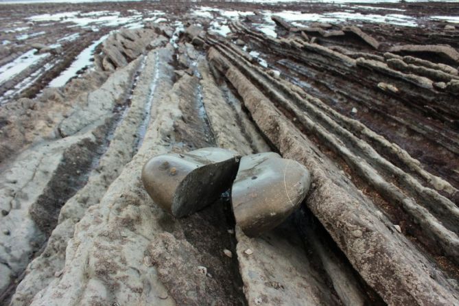 Roca partida: foto en Zumaia