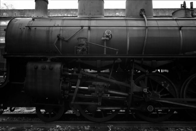 Antigua locomotora de vapor: foto en Azpeitia