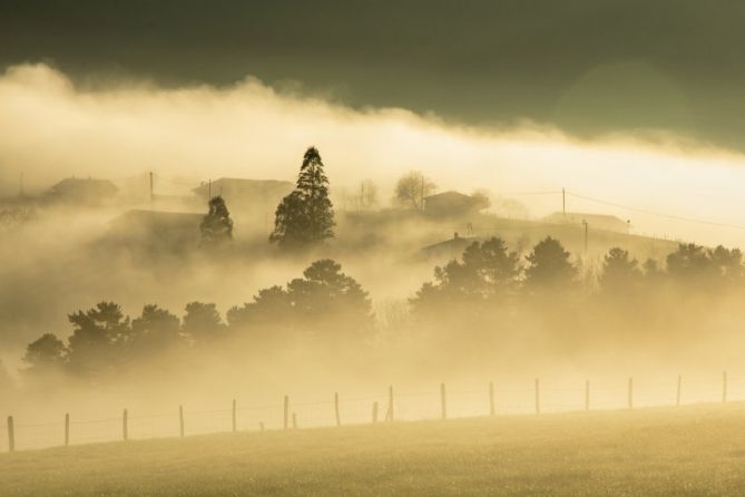 Amanecer entre la niebla: foto en Lazkao