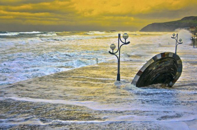 Temporal en la playa de Zarautz : foto en Zarautz